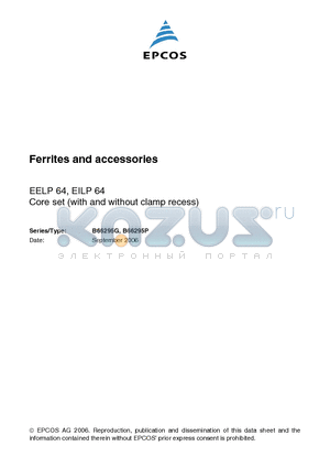 B66295G0000X187 datasheet - Ferrites and accessories