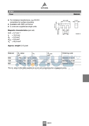 B66301-B1006-T1 datasheet - E 6,3 Core