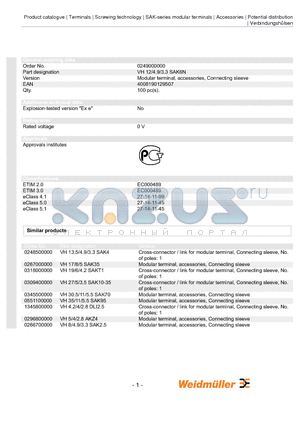 0267000000 datasheet - Modular terminal, accessories, Connecting sleeve