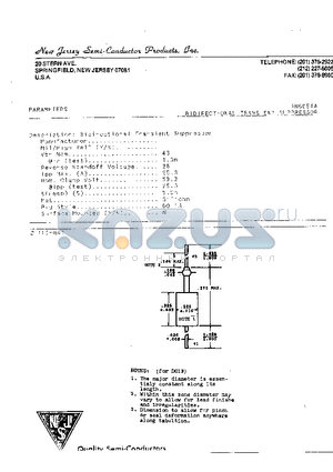 1N6054A datasheet - BIDIRECTIONAL TRANSIENT SUPPRESSOR