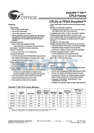 39K30 datasheet - CPLDs at FPGA DensitiesTM