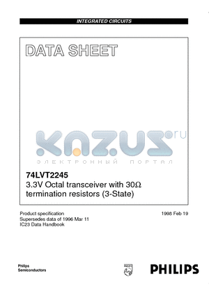 74LVT2245D datasheet - 3.3V Octal transceiver with 30ohm termination resistors 3-State