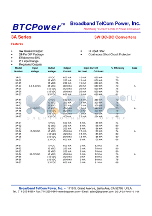 3A-01 datasheet - 3W DC-DC Converters