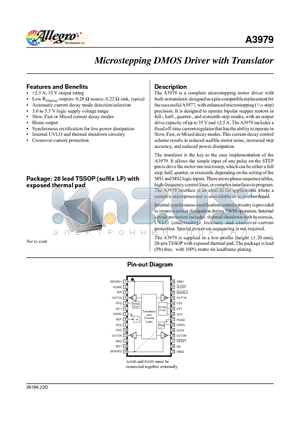 A3979SLPTR-T datasheet - Microstepping DMOS Driver with Translator