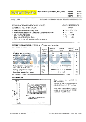 1N6073 datasheet - RECTIFIER, up to 150V, 1.8A, 30ns