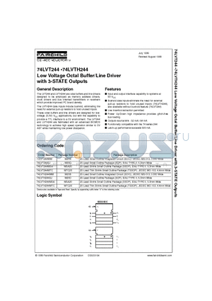 74LVT244 datasheet - Low Voltage Octal Buffer/Line Driver with 3-STATE Outputs