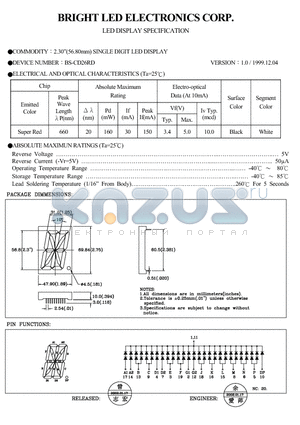 BS-CD26RD datasheet - 2.30(56..80MM)single DIGIT LED DISPLAY