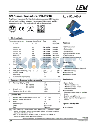 DK400B10 datasheet - DC Current transducer