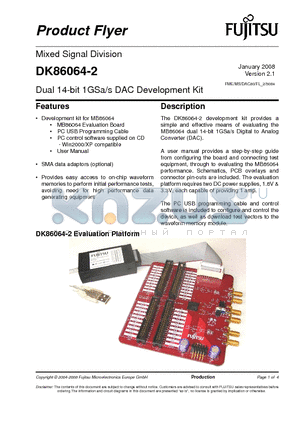 DK86064-2 datasheet - Dual 14-bit 1GSa/s DAC Development Kit