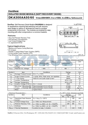 DKA300AA50 datasheet - ISOLATED DIODE MODULE (SOFT RECOVERY DIODE)