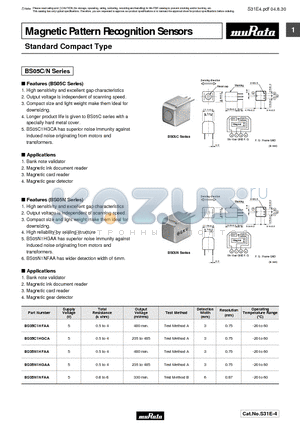 BS05C datasheet - Magnetic Pattern Recognition Sensors