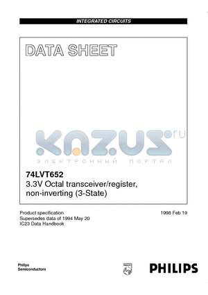 74LVT652PW datasheet - 3.3V Octal transceiver/register, non-inverting 3-State