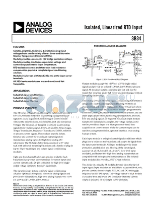 3B34-02 datasheet - Isolated, Linearized RTD Input