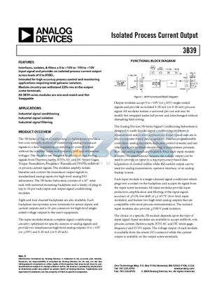 3B39 datasheet - Isolated Process Current Output