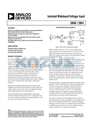 3B40 datasheet - Isolated Wideband Voltage Input