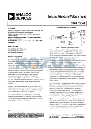 3B41 datasheet - Isolated Wideband Voltage Input