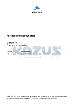 B66417U0160K187 datasheet - Ferrites and accessories