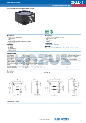 DKLL-0246-0430 datasheet - Compensated High Inductance Choke, 1-phase