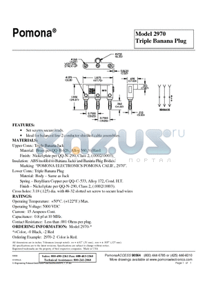 2970 datasheet - Triple Banana Plug