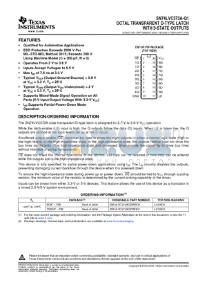 CLVC373AQDWRG4Q1 datasheet - OCTAL TRANSPARENT D-TYPE LATCH WITH 3-STATE OUTPUTS