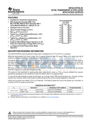 CLVC373AQPWRG4Q1 datasheet - OCTAL TRANSPARENT D-TYPE LATCH WITH 3-STATE OUTPUTS