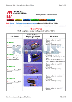 BS61 datasheet - Battery holder for one AA battery