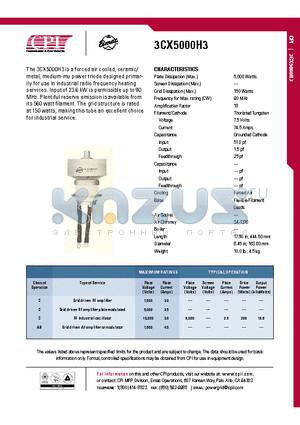 3CX5000H3 datasheet - Grid driven RF amplifier