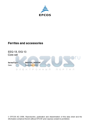 B66479G0000X192 datasheet - Ferrites and accessories