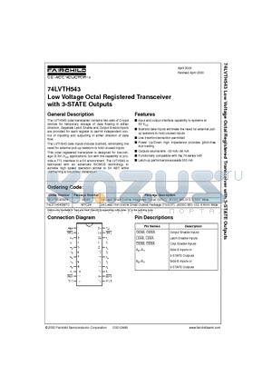 74LVTH543 datasheet - Low Voltage Octal Registered Transceiver with 3-STATE Outputs