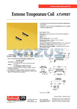 AT549RBT datasheet - Extreme Temperature Coil