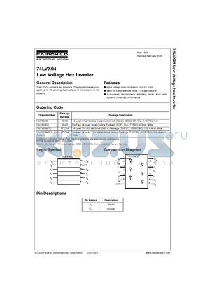 74LVX04MTCX_NL datasheet - Low Voltage Hex Inverter