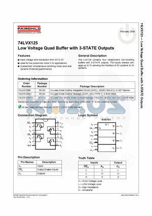 74LVX125MTC_08 datasheet - Low Voltage Quad Buffer with 3-STATE Outputs