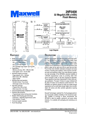 29F0408RPFS datasheet - 32 Megabit (4M x 8-Bit) Flash Memory