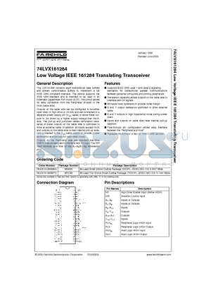 74LVX161284MTDX datasheet - Low Voltage IEEE 161284 Translating Transceiver