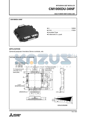 CM1000DU-34NF datasheet - IGBT MODULES HIGH POWER SWITCHING USE