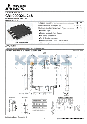 CM1000DXL-24S datasheet - HIGH POWER SWITCHING USE INSULATED TYPE