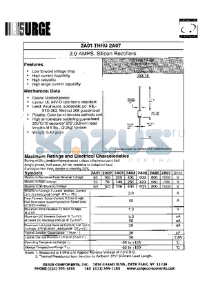 2A01 datasheet - 2.0 AMPS. SILICON RECTIFIERS