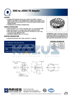 1109814 datasheet - SOIC-to-JEDEC TO Adapter