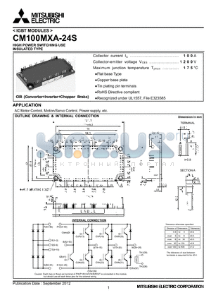 CM100MXA-24S datasheet - HIGH POWER SWITCHING USE INSULATED TYPE