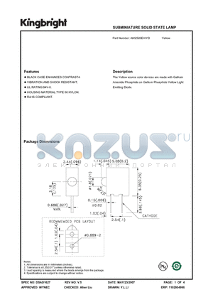 AM2520EH/YD datasheet - SUBMINIATURE SOLID STATE LAMP