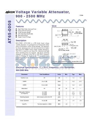 AT65-0008 datasheet - Voltage Variable Attenuator, 900 - 2500 MHz