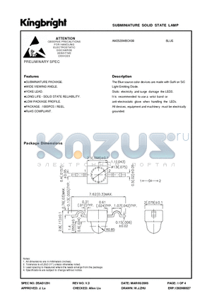 AM2520MBCK08 datasheet - SUBMINIATURE SOLID STATE LAMP