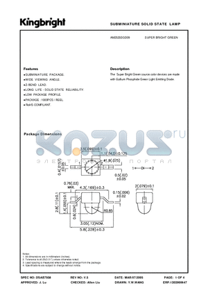 AM2520SGD09 datasheet - SUBMINIATURE SOLID STATE LAMP