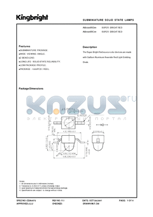 AM2520SRC09 datasheet - SUBMINIATURE SOLID STATE LAMPS