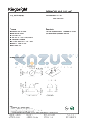 AM2520SYCK03 datasheet - SUBMINIATURE SOLID STATE LAMP