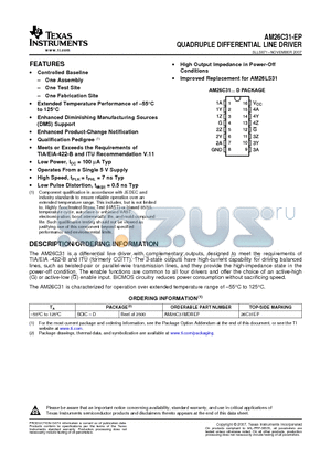 AM26C31MDREP datasheet - QUADRUPLE DIFFERENTIAL LINE DRIVER