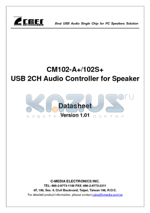 CM102S+ datasheet - USB 2CH Audio Controller for Speaker