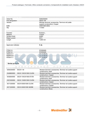 0280300000 datasheet - Modular terminal, accessories, Terminal rail (cable support construction), Copper