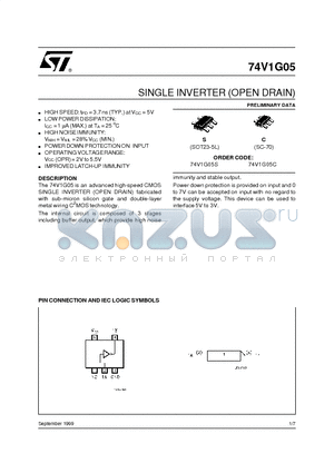 74V1G05C datasheet - SINGLE INVERTER OPEN DRAIN