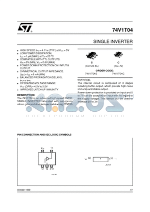 74V1T04 datasheet - SINGLE INVERTER